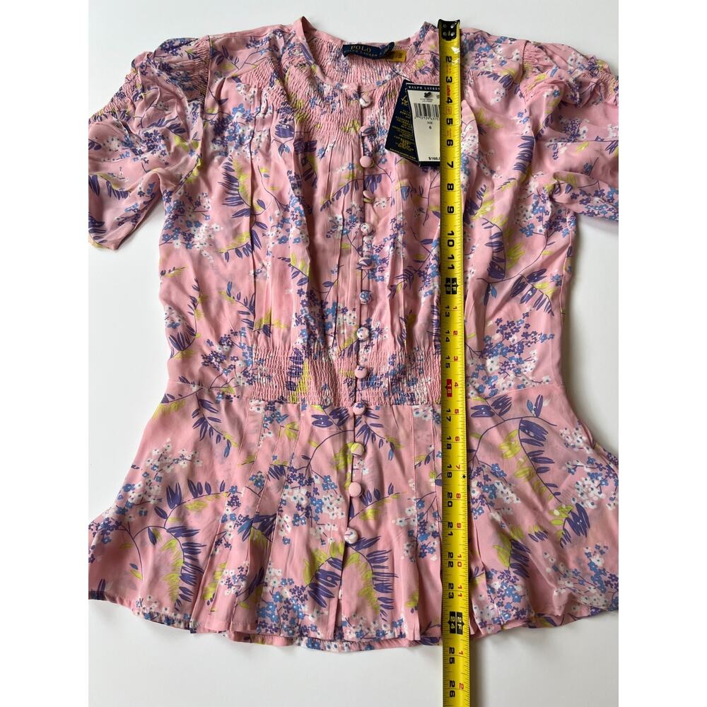 Polo Ralph Lauren Lav Print Pink Floral Top Women's Size 6 New - Picture 14 of 16